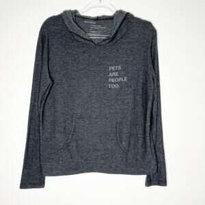 Good hYOUman Pets Are People Too Graphic Hoodie Pullover Sweater Grey Size XS/S
